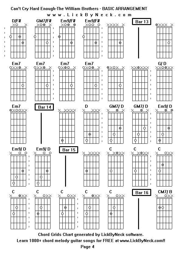 Chord Grids Chart of chord melody fingerstyle guitar song-Can't Cry Hard Enough-The William Brothers - BASIC ARRANGEMENT,generated by LickByNeck software.